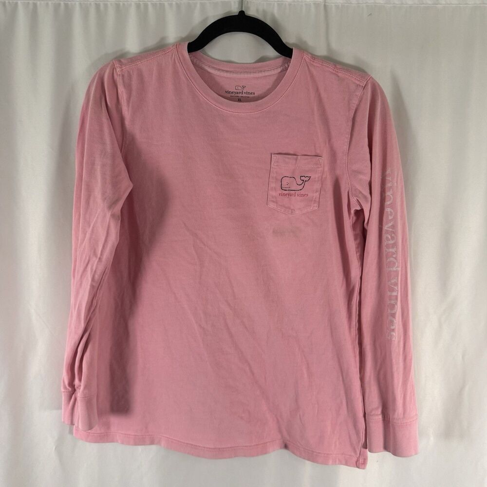 Vineyard Vines Long Sleeve T-Shirt Girls XL 16 Pink Crewneck Pocket